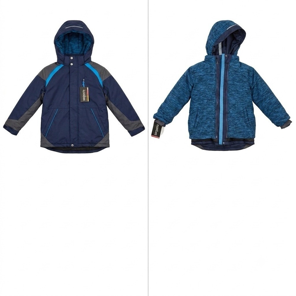 New Sequoia Kids 3 In 1 Winter Jacket Size 10/12 Reversible Hooded boys